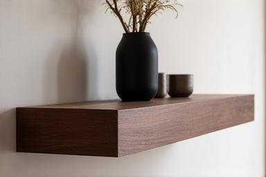 Elegantes Wandregal aus Nussbaumholz, minimalistisches Design