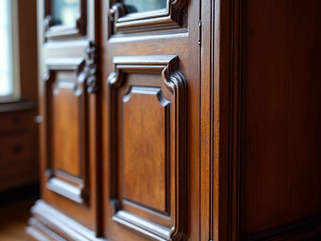 Aufwendig restaurierter antiker Holzschrank